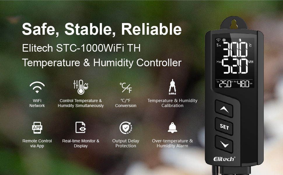 Elitech Temperature and Humidity Controller 220V Pre-wired Digital ...