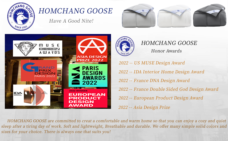 HOMCHANG GOOSE Lightweight Down Comforter King Size Summer