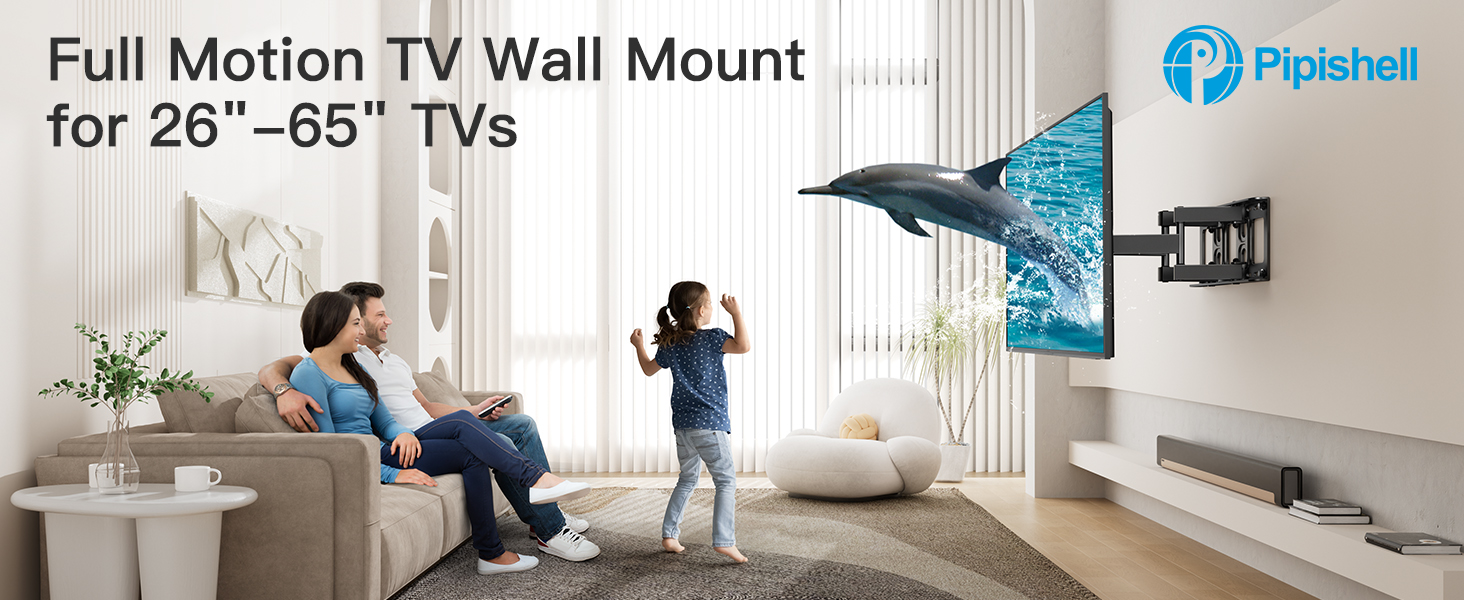 Pipishell Soporte de pared para TV para televisores LED LCD OLED 4K de 26 a  65 pulgadas de hasta 99 libras, soporte de montaje de TV de movimiento