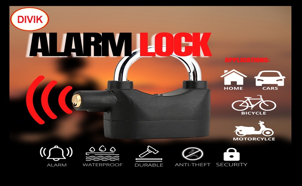 Divik Multipurpose Heavy Duty Alarmed Padlock with 110db Motion Sensing