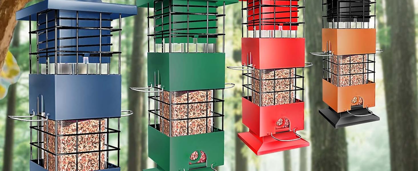 Squirrel Proof Bird Feeder, Metal Bird Feeders for Outdoor Hanging