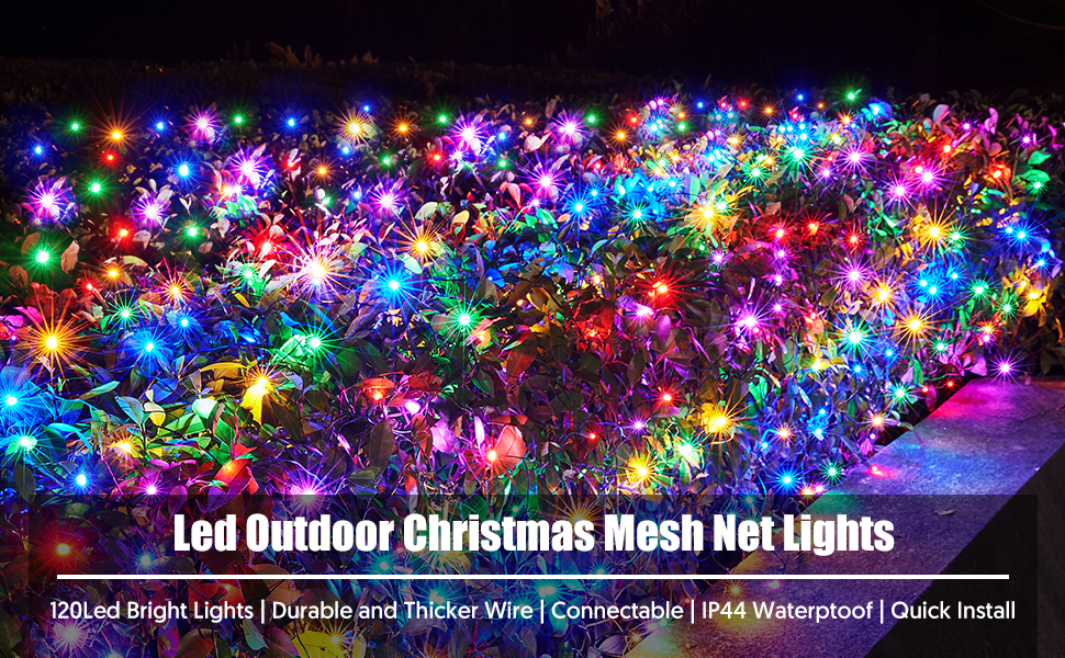 DEPMEM Led Christmas Net Lights Outdoor Christmas Decorations 120Led
