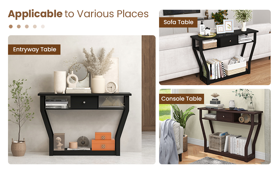 Giantex 120 CM Multifunction Console Table, 3Tier Accent Sofa Table w