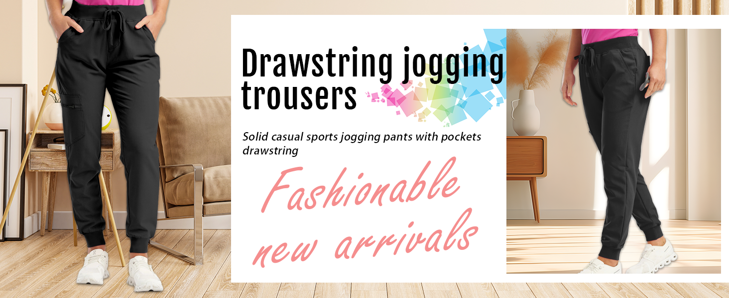 Women's Medical Scrub Pants Drawstring Comfort Stretchy