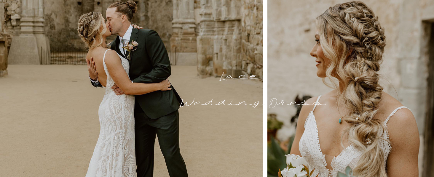 v neck wedding dress for women