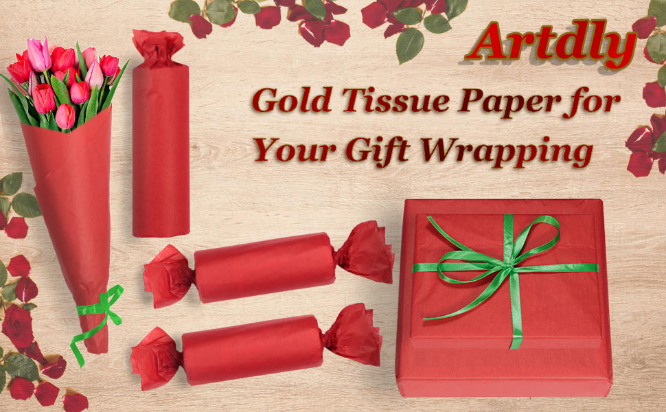 120 Sheets Red Tissue Paper Artdly 14 x 20 Inches