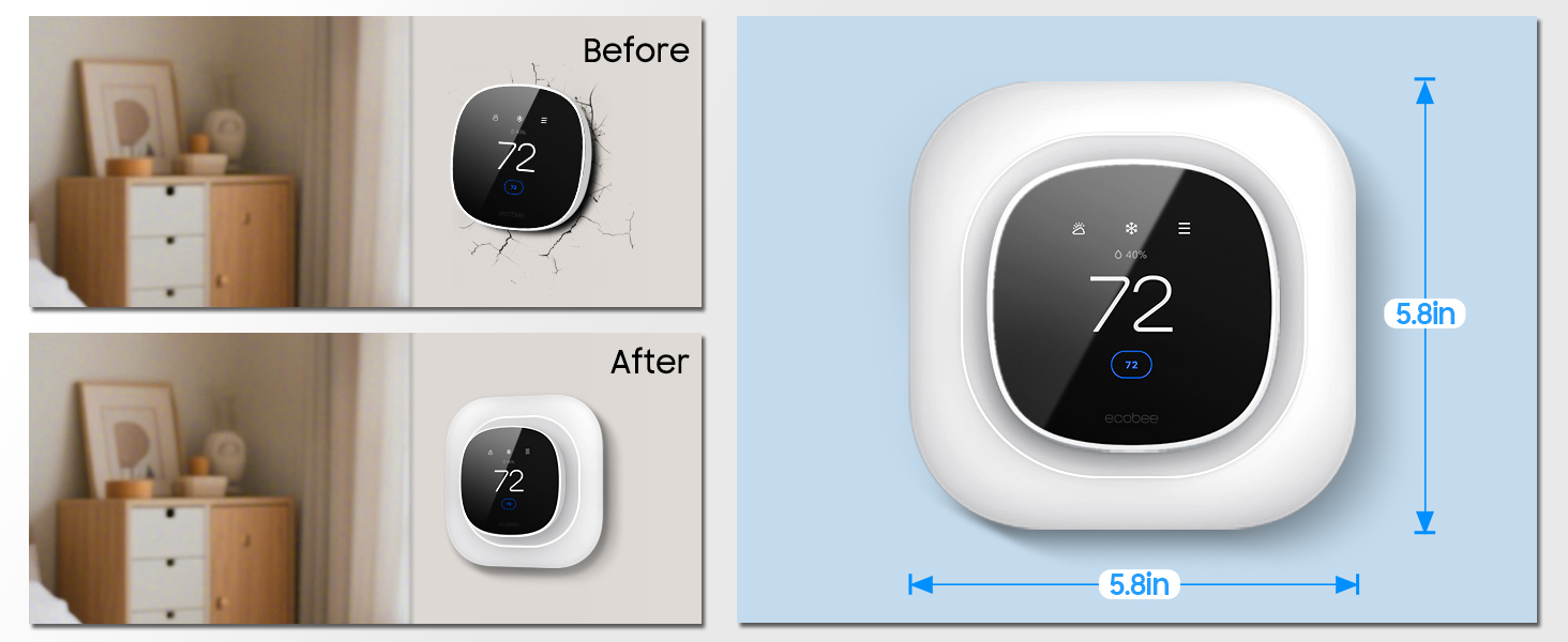 Wall Plate 2025 ecobee Smart Thermostat Essential Practical Trim Plate Bracket Cover Mount Holder