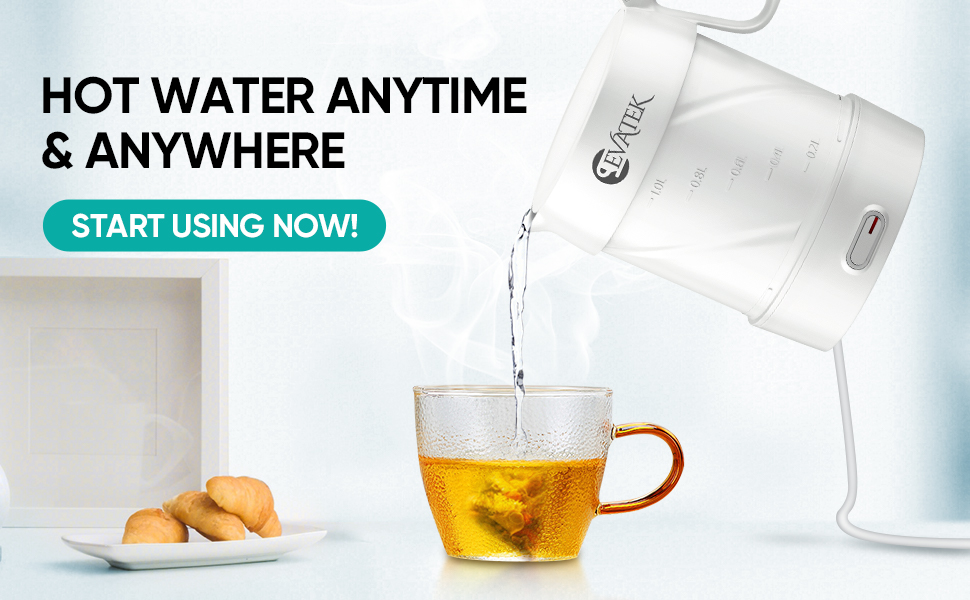 EVATEK Travel Foldable Electric Kettle, Dual Voltage