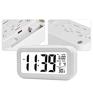 White Digital Rectangle Clock White 4 190_White Alarm