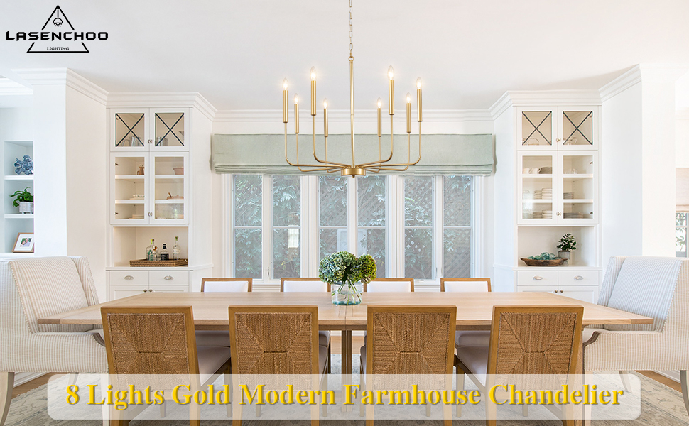 8 Lights Gold Chandelier
