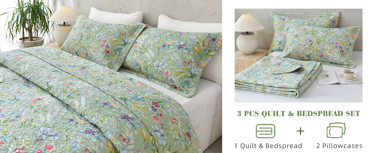 QSH Green Floral Quilt Oversized King Bedding Set for Couple
| 100% Cotton Extra Wide Green Floral Quilt Coverlet Ki 98c8131a 148e 4029 8dcd Fc7d7a4575d0. CR0,0,1464,600 PT0 SX1464 V1