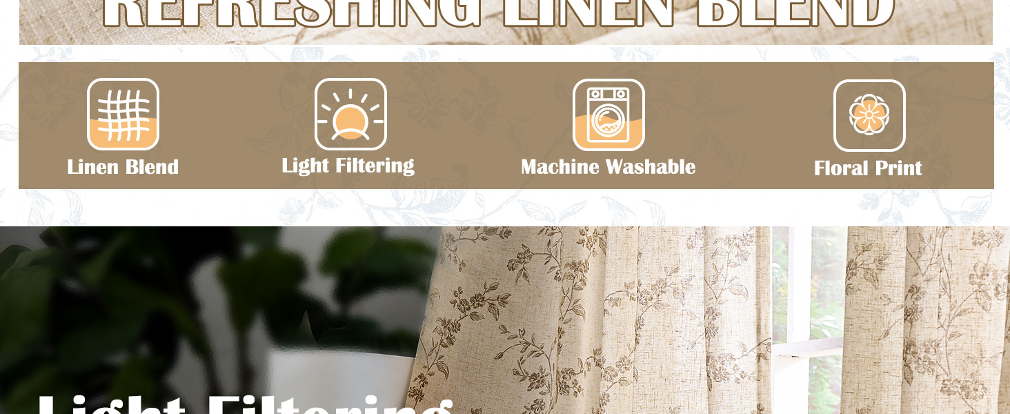 taupe curtains floral