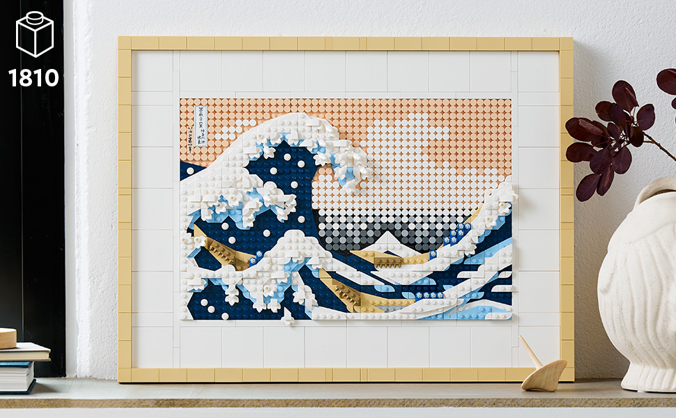 木製印籠 LEGO Art Hokusai – Wielka Fala, Japoński panel ścienny 3D