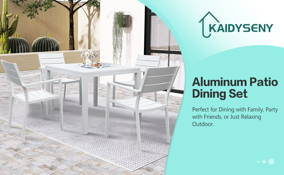 KAIDYSENY 5 Pieces Patio Dining Set, Aluminum Outdoor