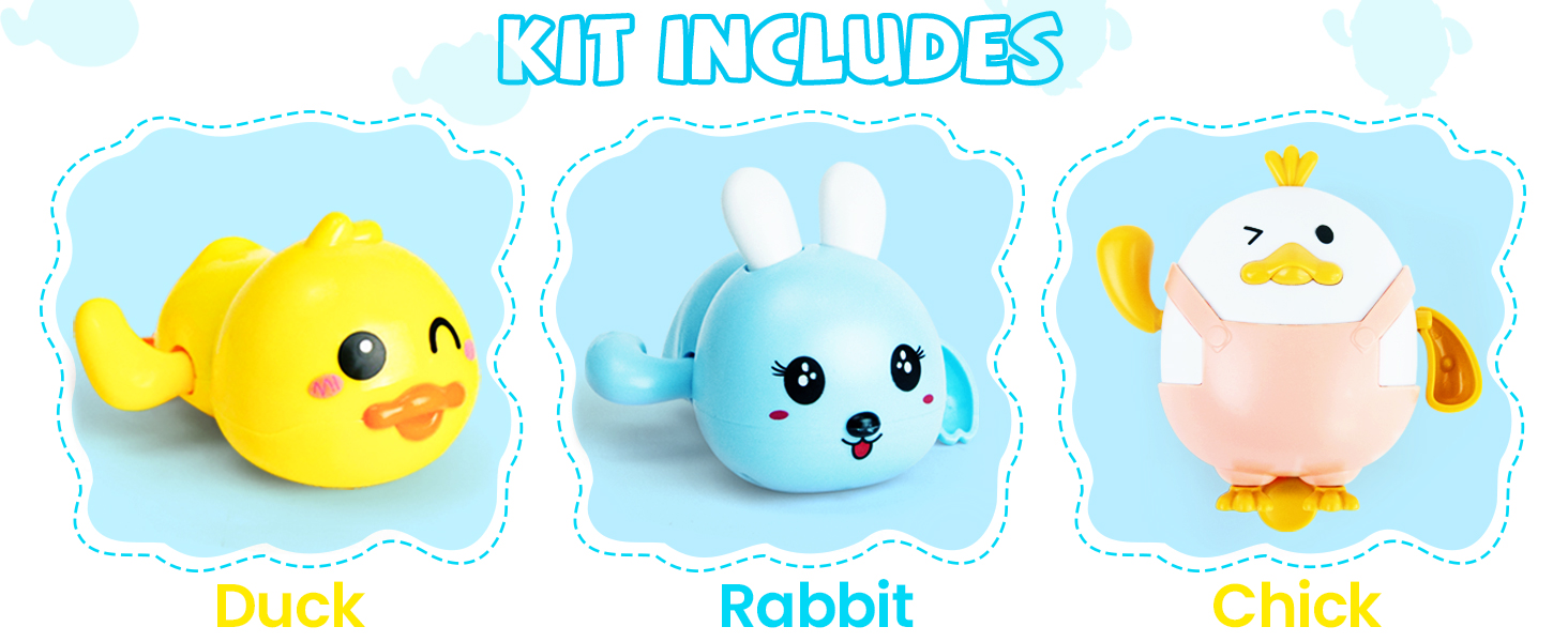 Baby Easter Basket Stuffers Easter Gifts Kids Set of 3 Wind Up Bath Toys Easter Egg Fillers Toddlers