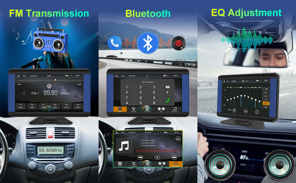 Portable Car Stereo Wireless Apple Carplay Android Auto,7 Inch Touch Screen Car Radio Bluetooth