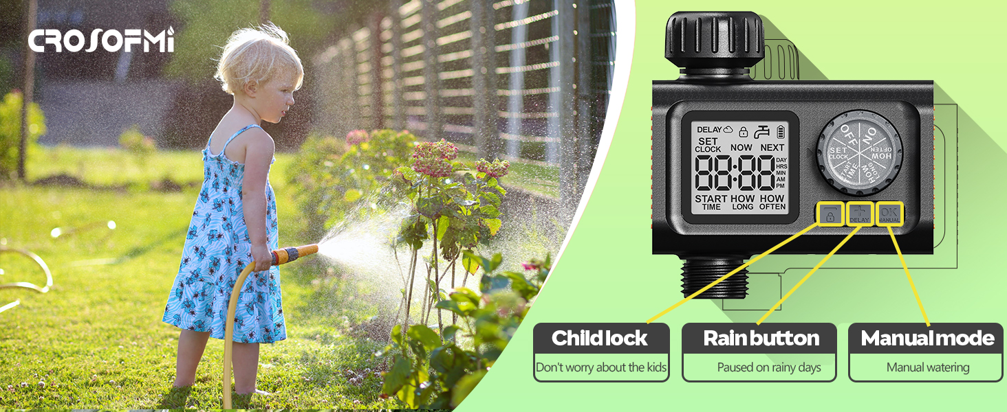 CROSOFMI Water Timer for Irrigation Hose Sprinkler Timer Automatic