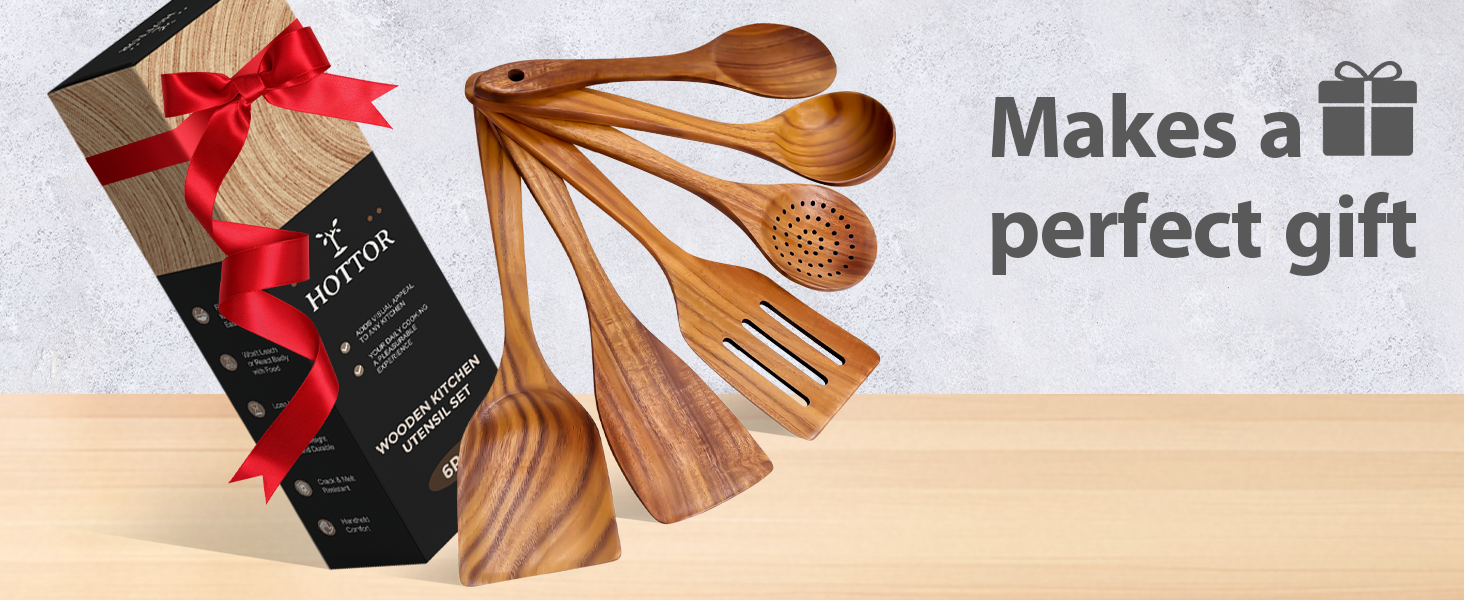 wood kitchen utensils set