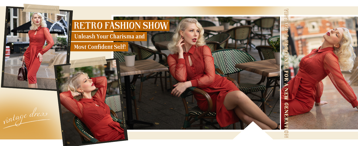 Women Vintage Mesh Long Sleeve Wrap Dress