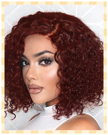 reddish brown wigs human hair curly