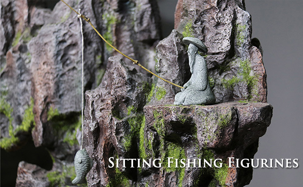 Amazon.com: 2PCS Sitting Fishing Figurines Sandstone Vintage