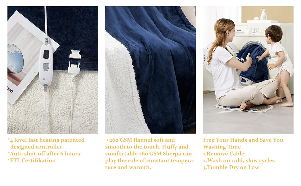 SONORO KATE Electric Blanket, Twin Heated Blanket Soft