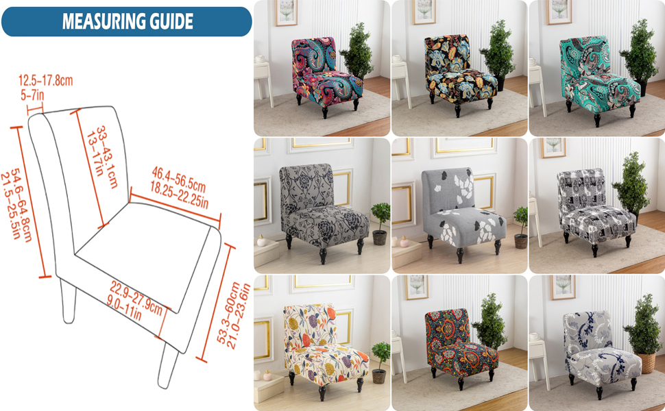BSYMDH Armless Accent Chair Covers Printed Soft Armless