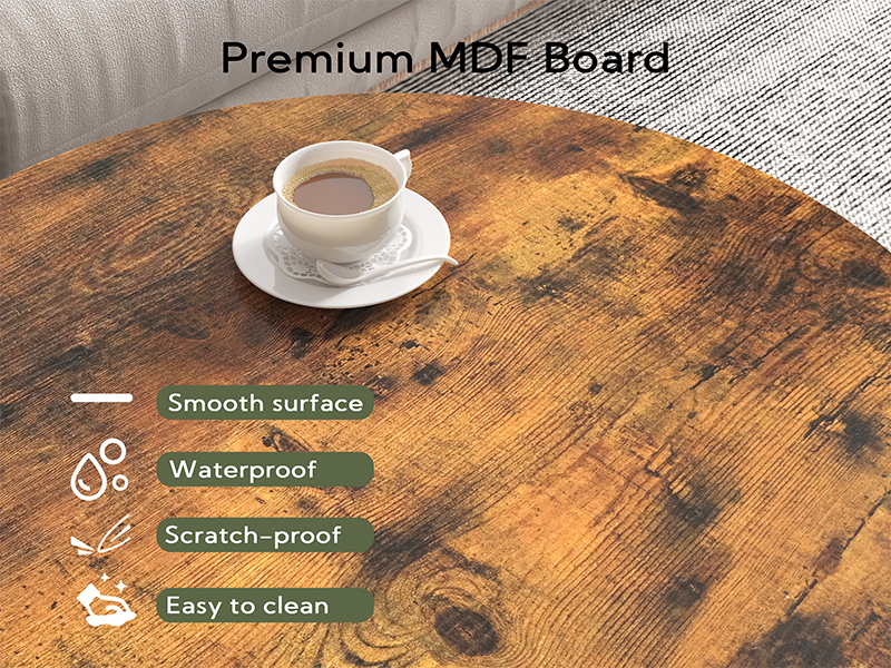 Yusong Round Coffee Table for Living Room, Farmhouse Circle Coffee
