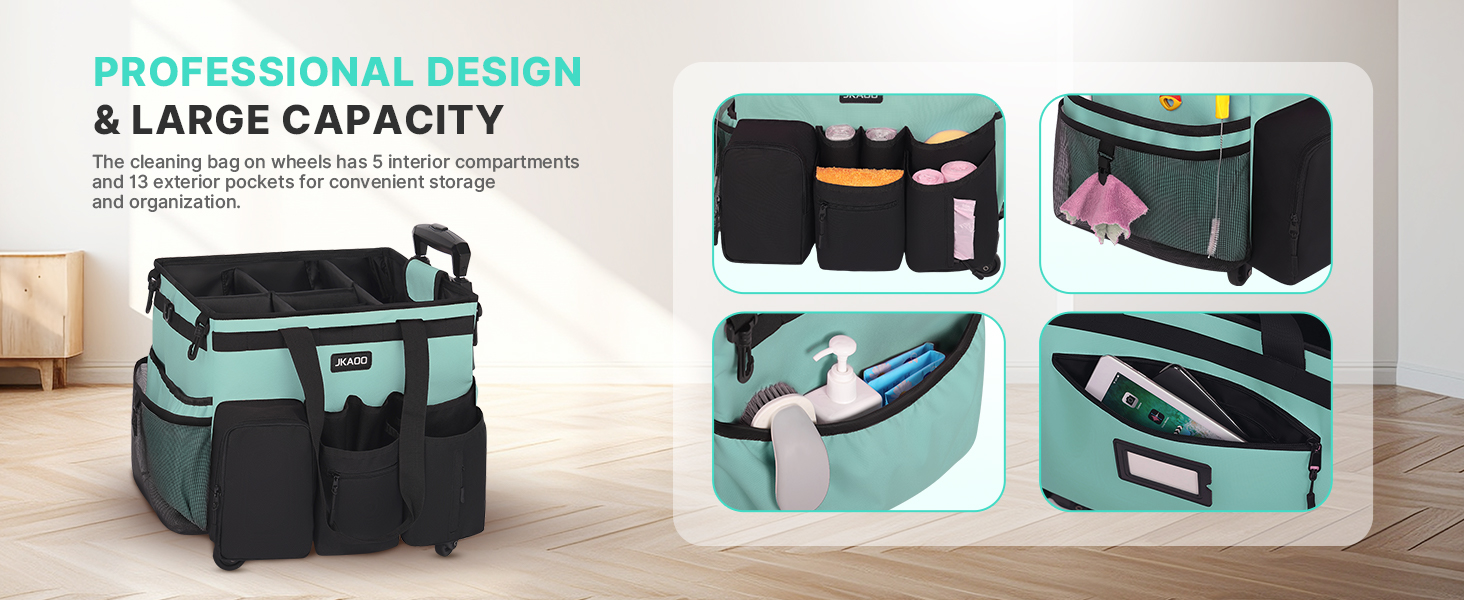 Large Rolling Cleaning Caddy Bag