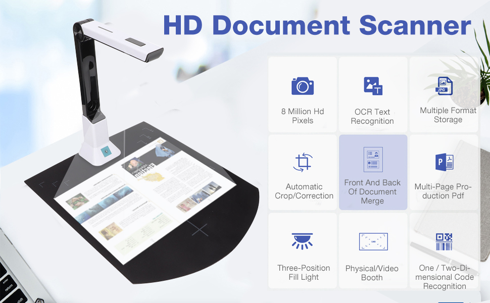 Annadue 8MP Visualiser Document Camera, Document Scanner for Teacher