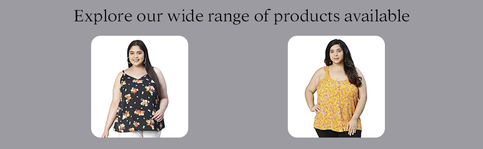 Women Plus Size Black Shoulder Strap V- Neck Floral Print Sleeveless Top