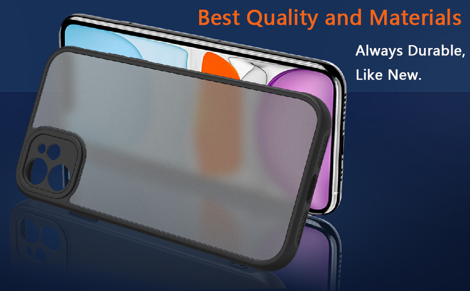Capa para iPhone 11 Capa traseira fosca translúcida para celular