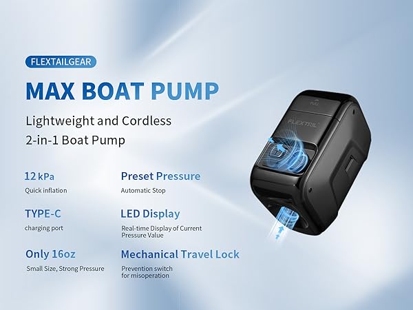 FLEXTAILGEAR Portable MAX BOAT PUMP Rechargeable Electric