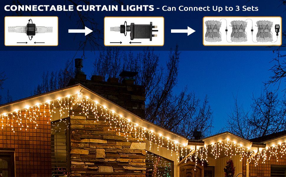 yowin Icicle Outdoor Christmas Lights 400 LED 10M/32.8Ft Outdoor Xmas