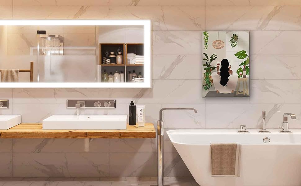 3Pcs Black Girl Bathroom Wall Art