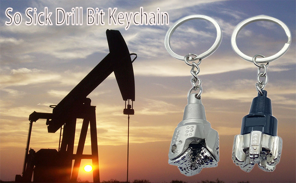 LIUDRUDN 3D Rotatable Tricone drill bit keychain Silver