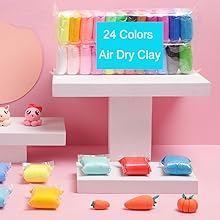 24 Colors Air Dry Clay Super Light DIY Clay with 3 pcs tools