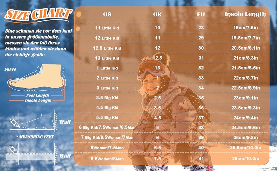 Schneestiefel Kinder Warme Winterstiefel mit Wollfutter Jungen Mädchen Winterschuhe