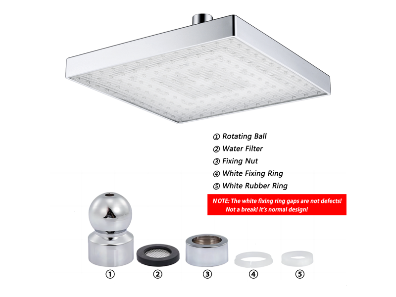 Atopskins Led Shower Head, Square Shower Head 8 Inch, Rainfall Led Shower Head for Bathroom, Led