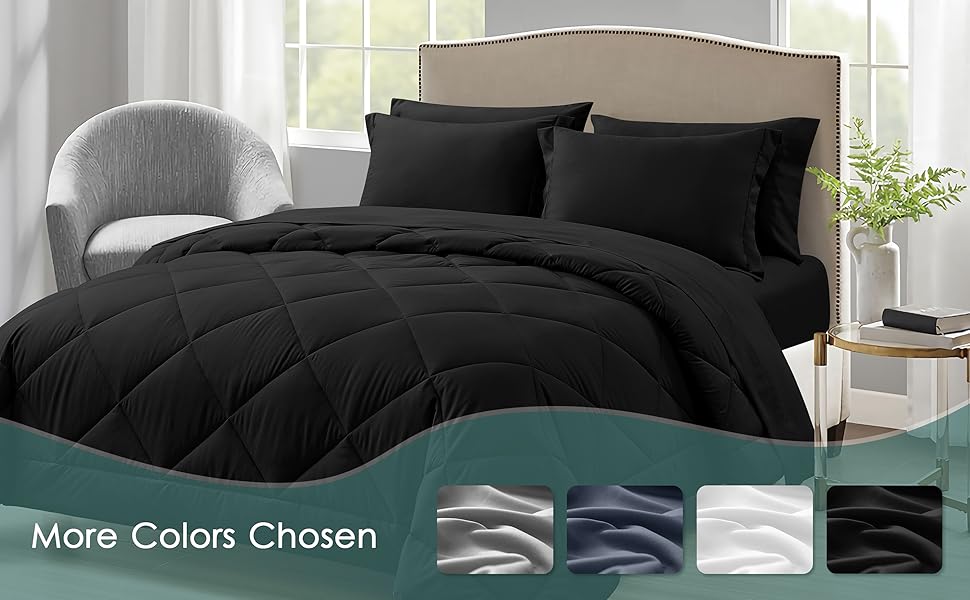 Love's cabin King Size Comforter Set Black, 7 Pieces King