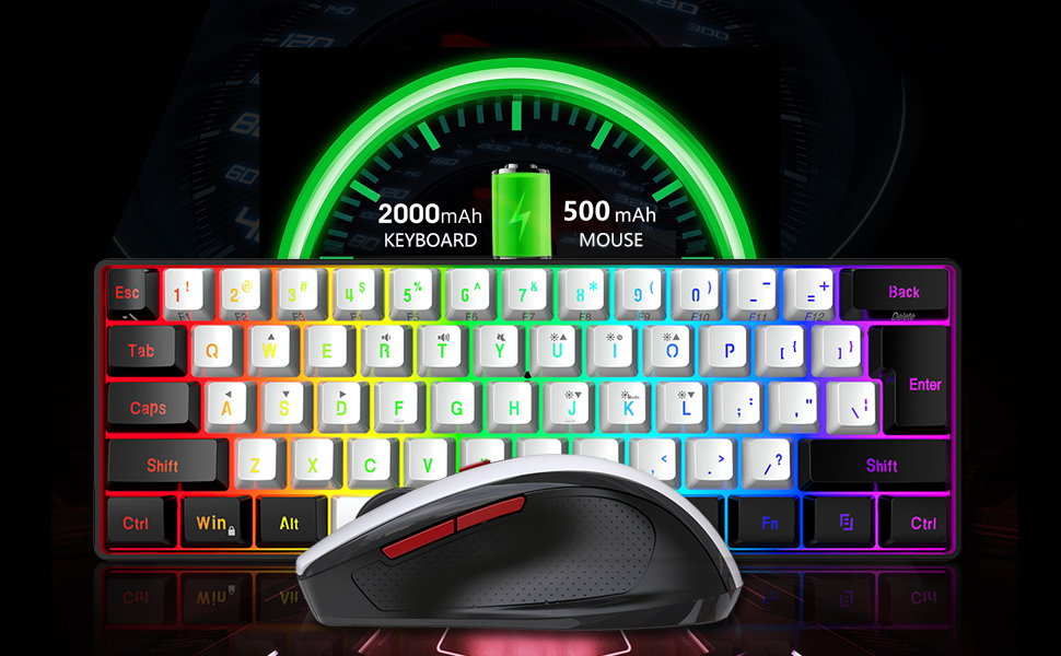 Snpurdiri 2.4G Wireless Gaming Keyboard Mouse Combo Mini 60% Merchanical Feel RGB Backlit Keyboard