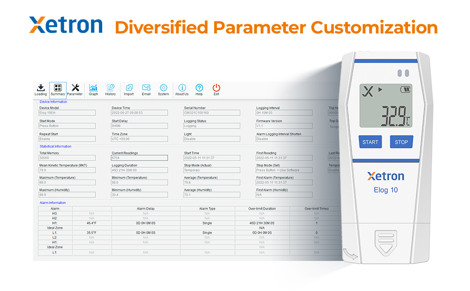 Xetron Temperature Data Logger Elog10 1Pcs, Reusable USB Temperature Logger Recorder 32000