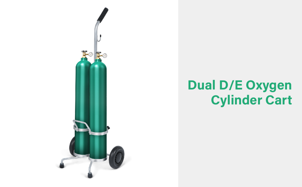 Gtouse 2 PCS Dual Oxygen Cylinder Cart for D/E Oxygen Tank, Portable Rolling Oxygen