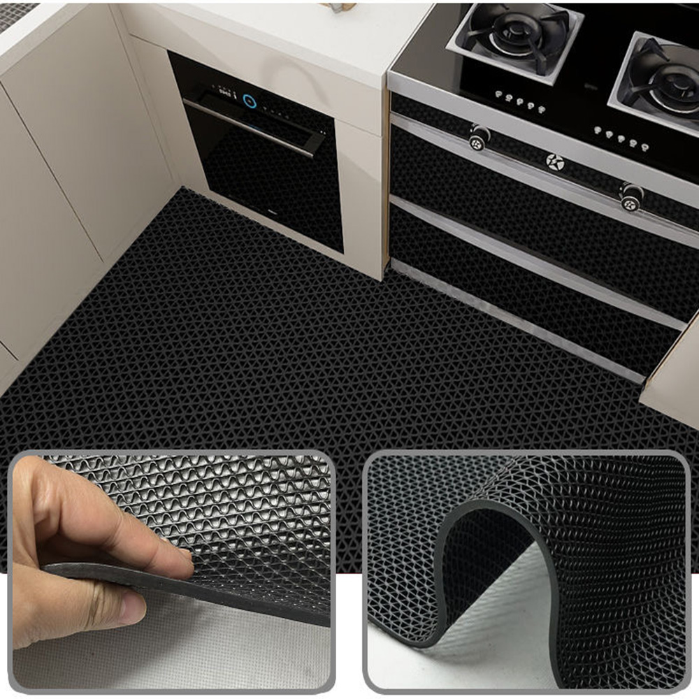PVC Drainage Floor Mat Non-Slip Commercial Wet Area Mat for Outdoor and Indoor Restaurant Kitchen Bar Swimming Pool Splash Matting Water Drain Flooring Mat (Black, 4FTX10FT)