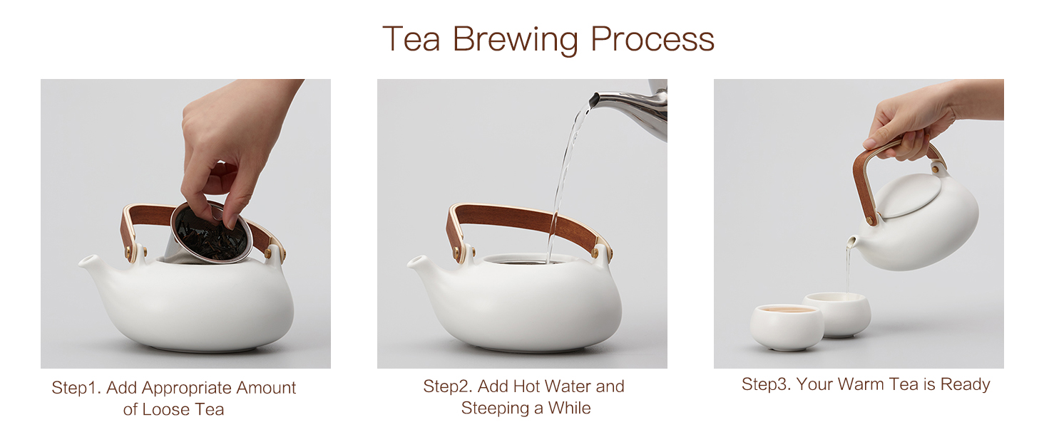 ZENS Teapot with Infuser,Matte Ceramic Japanese Tea Pot