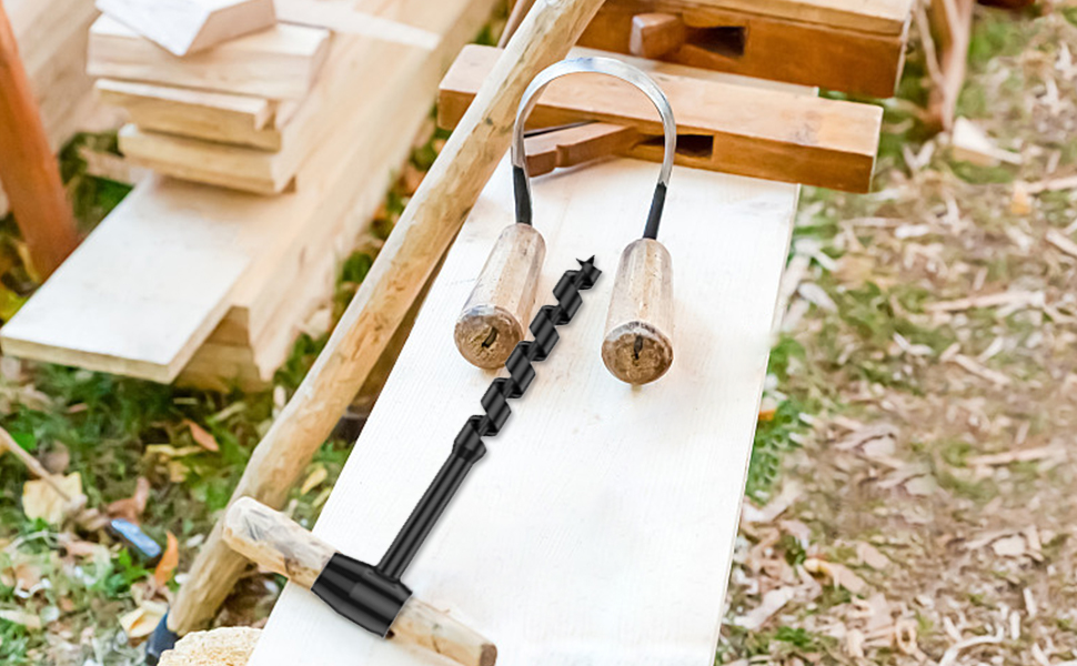 4 Pcs Hand Auger Wood Drill,Bushcraft Gear Hand Auger Drill Survival