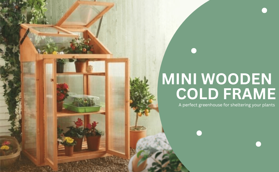 Garden Mile Wooden Mini Cold Frame Small Garden Greenhouse Growing