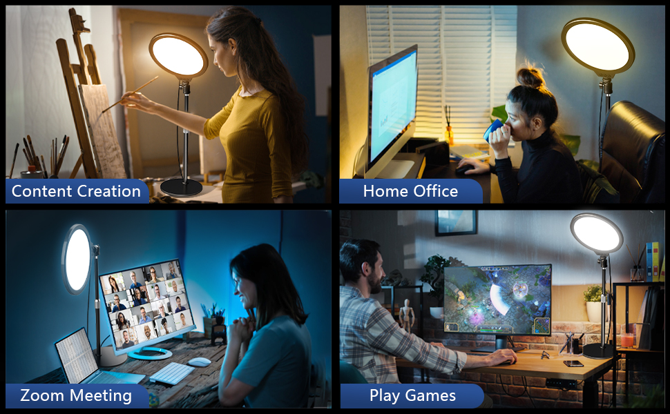 Amazon.com : Desk Ring Light with Stand for Zoom Meetings, 360° Rotate ...