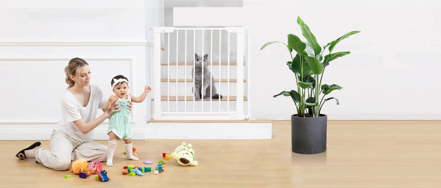 KBYTDREAM Wood Position & Lock Baby Gate PressureMounted