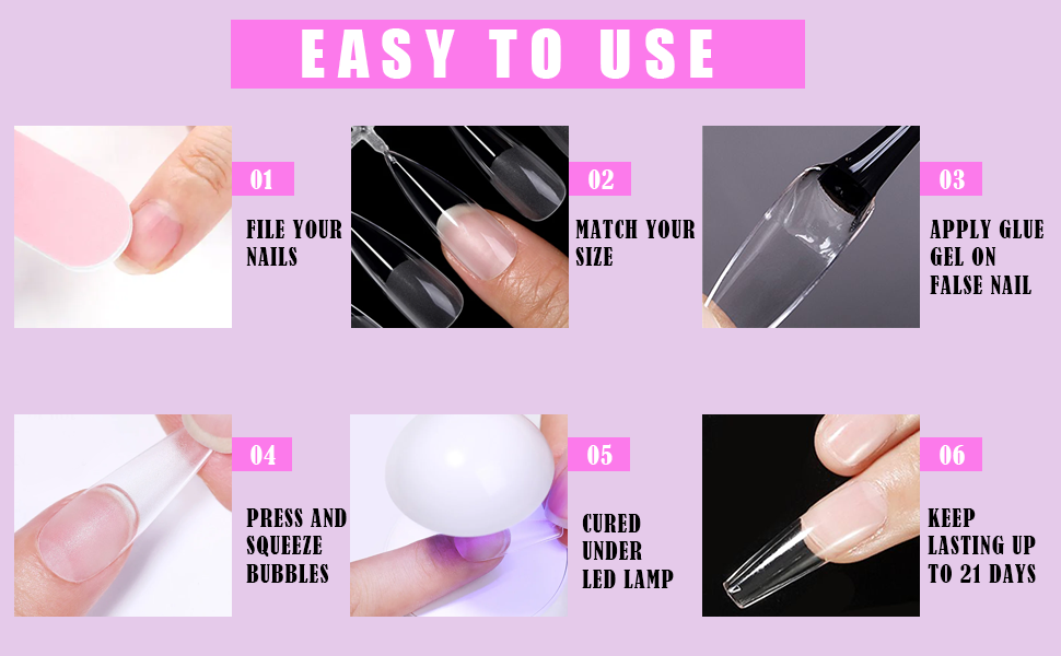 Carmu Medium Almond Gel Nail Tips, 240pcs Soft Acrylic Nail